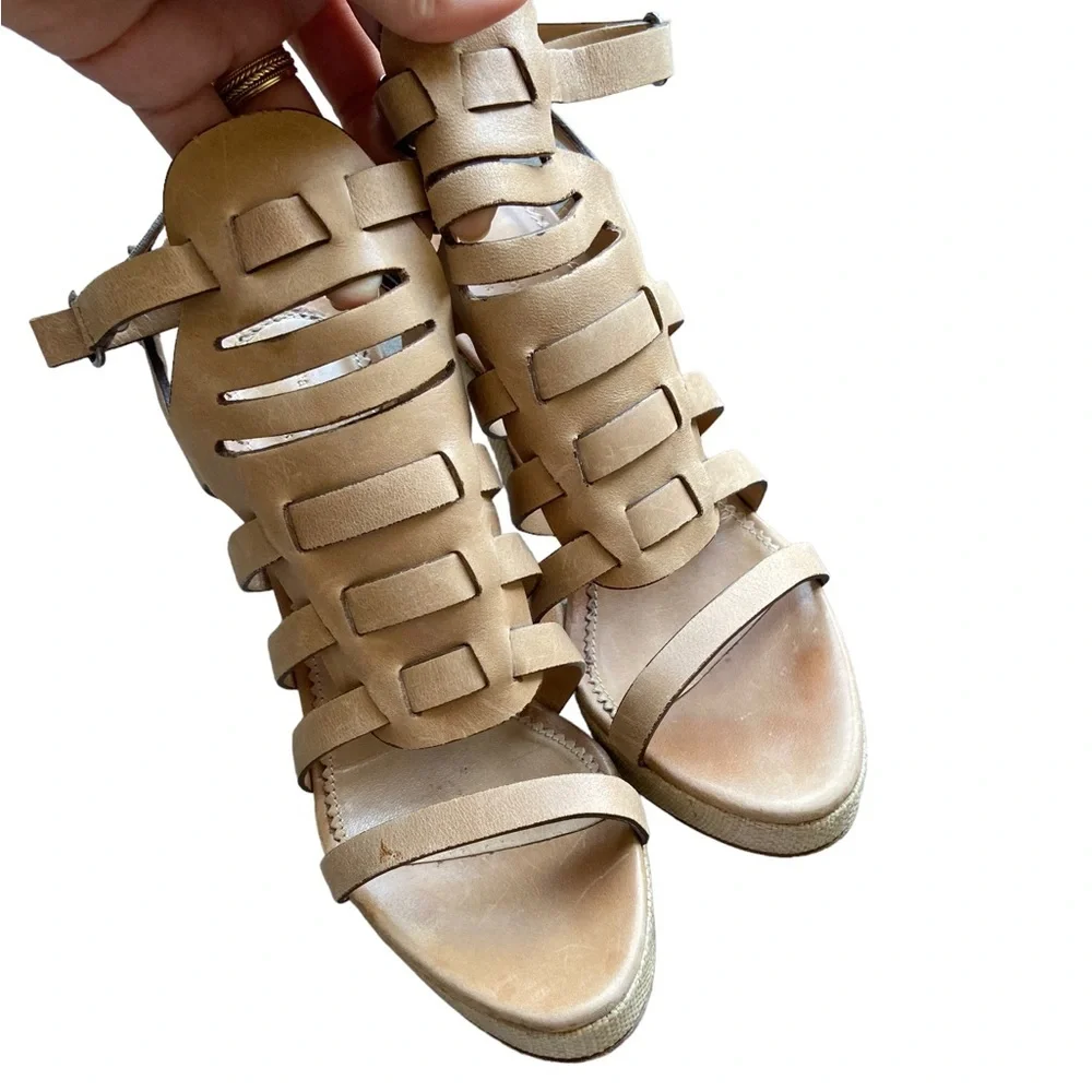 rag & bone beige ankle heels sandals